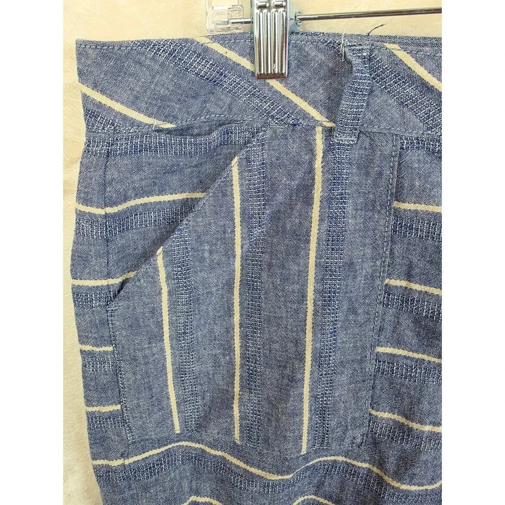 Ann Taylor LOFT‎ Blue Striped Linen Cotton Blend Shorts 368341